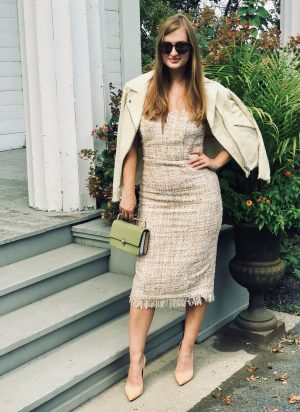 Tweed Outfit LNA Strapless Dress