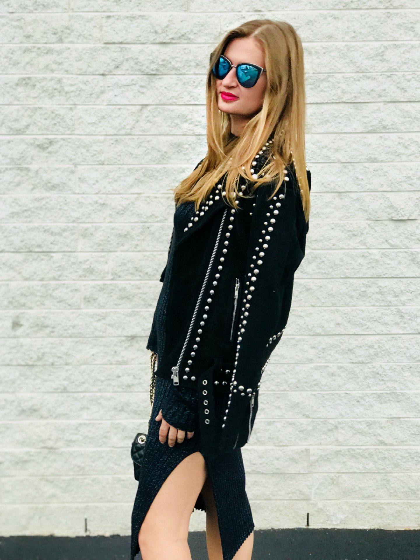 Sweater Dress Leather Jacket October EasilyDressed Style Challenge